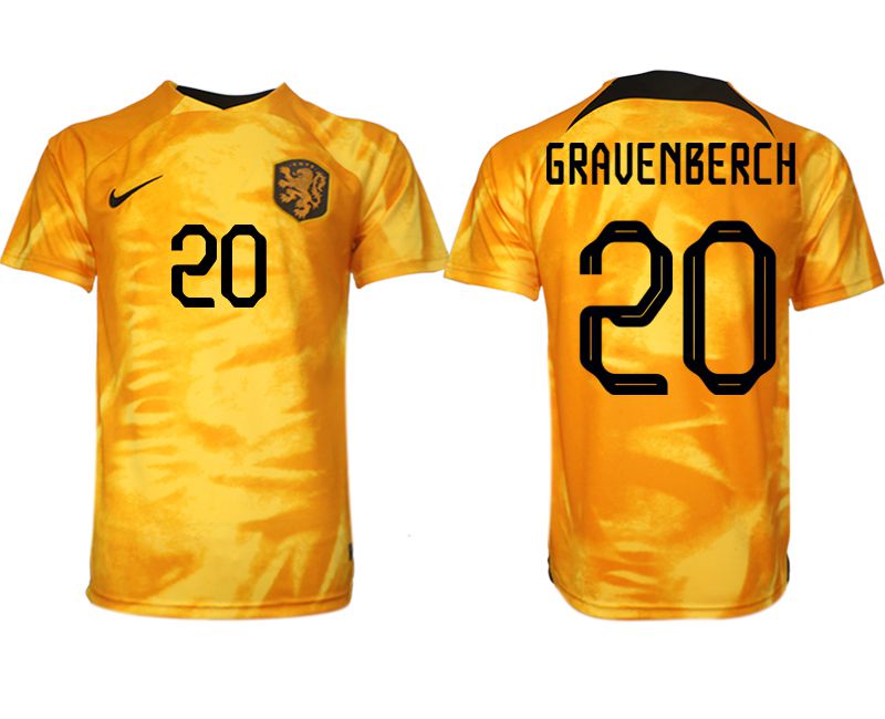 Men 2022 World Cup National Team Netherlands home aaa version yellow 20 Soccer Jersey